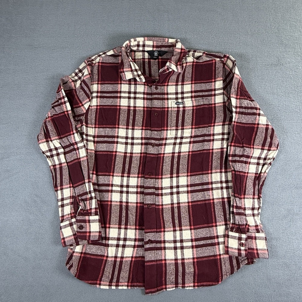 Volcom Red Plaid Flannel Shirt Men's‎ Medium